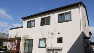 ビターブラウン×ブルーグリーンの家